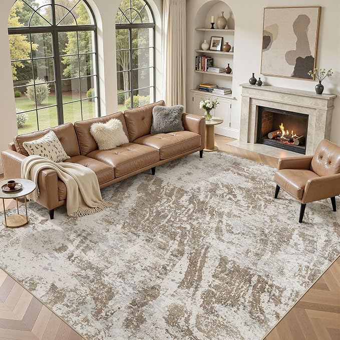 DMOYEST 8x10 Washable Area Rug: Abstract Modern Non-Slip Carpet, Soft Low Pile by DMOYEST