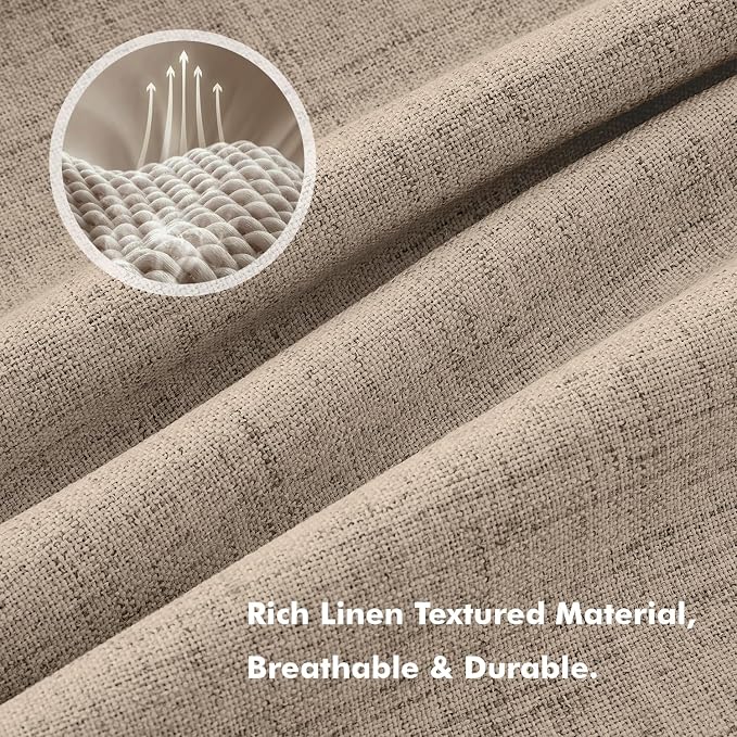 MIULEE 100% Blackout Linen Curtains 42 x 90 Inch Copper Brown 2 Panels | - Image 3