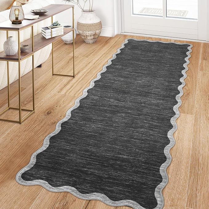 GarveeHome Scalloped Washable Runner Rug 2x6 Modern Non Slip Kitchen Rugs | - Image 3