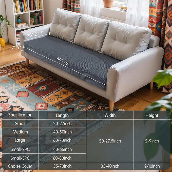Hokway Large Couch Cushion Covers Stretch Cushion Covers Sofa Seat Cushion - Image 3