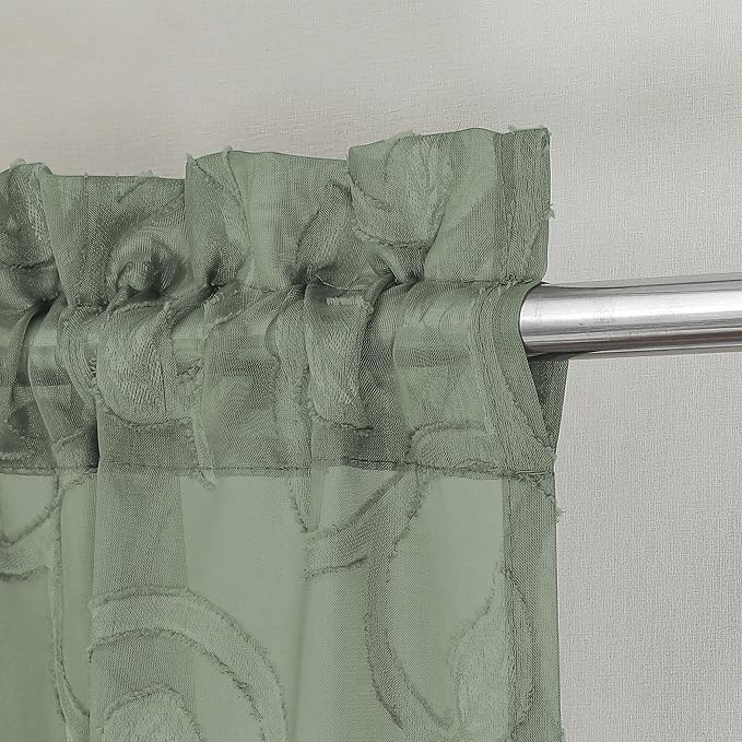 Furman Sage Green Sheer Curtains Valances by OWENIE
