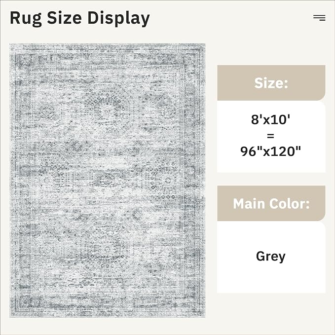 Soalmost Washable Area Rug 8x10 Large Soft Grey Rugs - Image 6