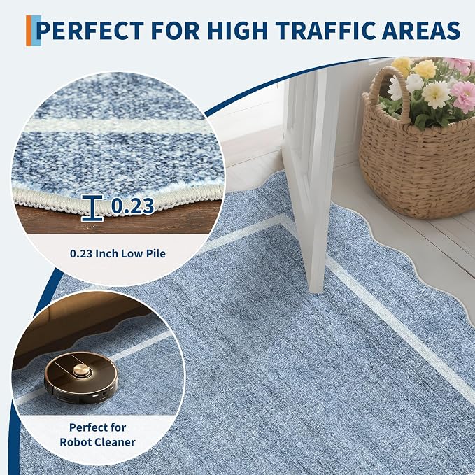 GarveeHome Scalloped Door Mat Indoor Entrance 2x3 Washable Non Slip - Image 6