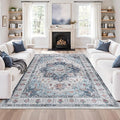 6x9 Area Rugs for Living Room, Large Washable Rug, Dining Room, Low Pile by Zesthome
