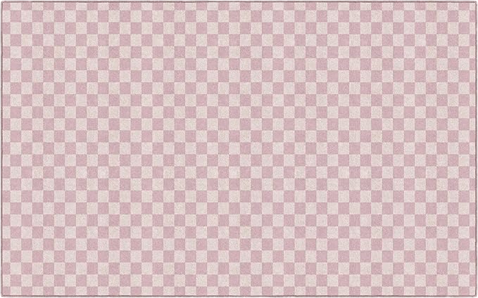 Flagship Carpets Schoolgirl Style Pink Checkerboard Educational Area Rug for Kids Room Seating Décor, Children's Classroom, Play Carpet for Teaching and Playroom, 7'6" x 12', Pink