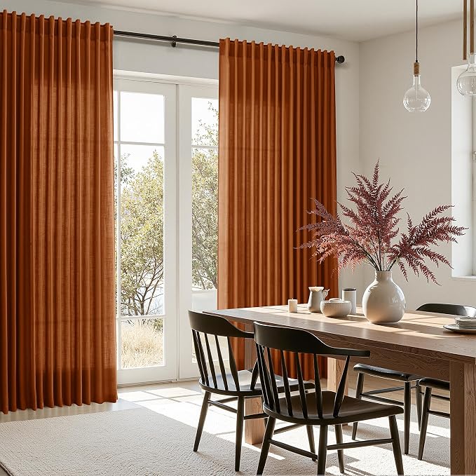 Rust Linen Curtains 84 Inch Length 2 Panels Set - Image 8