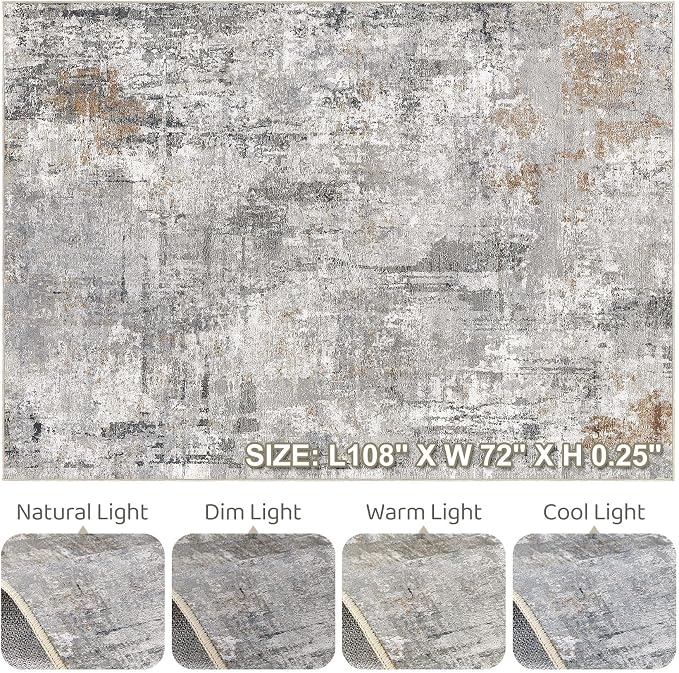 LOONGRUG 6x9 Area Rugs Washable Neutral Modern Living Room Rug Grey Rust | - Image 9