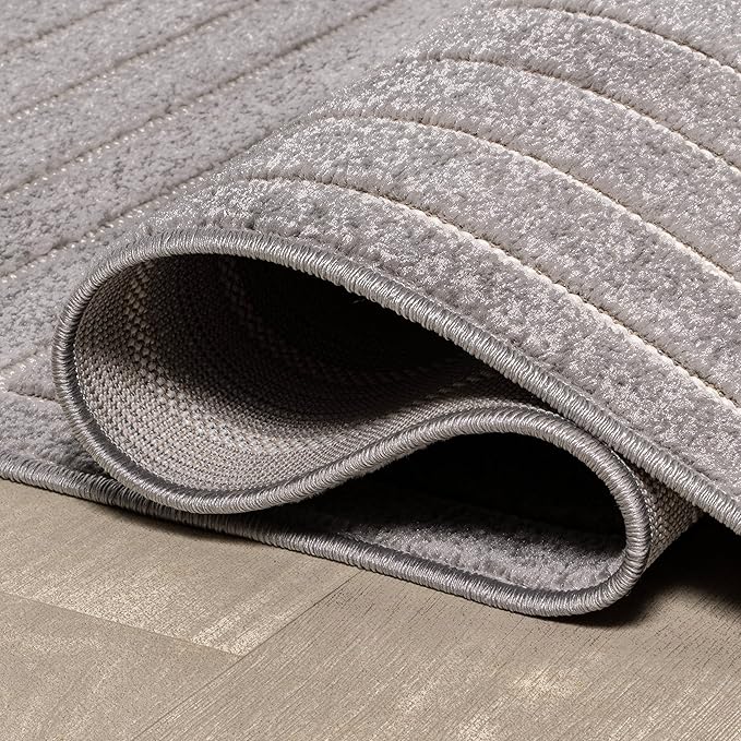 Eyely NCS101B-4 Scandinavian Odense Minimalist Angle Geometric Indoor Area Rug, Modern, Contemporary, Coastal, Bohemian, Bedroom, Kitchen, Living Room, Non Shedding, Gray/Ivory, 4' x 6'