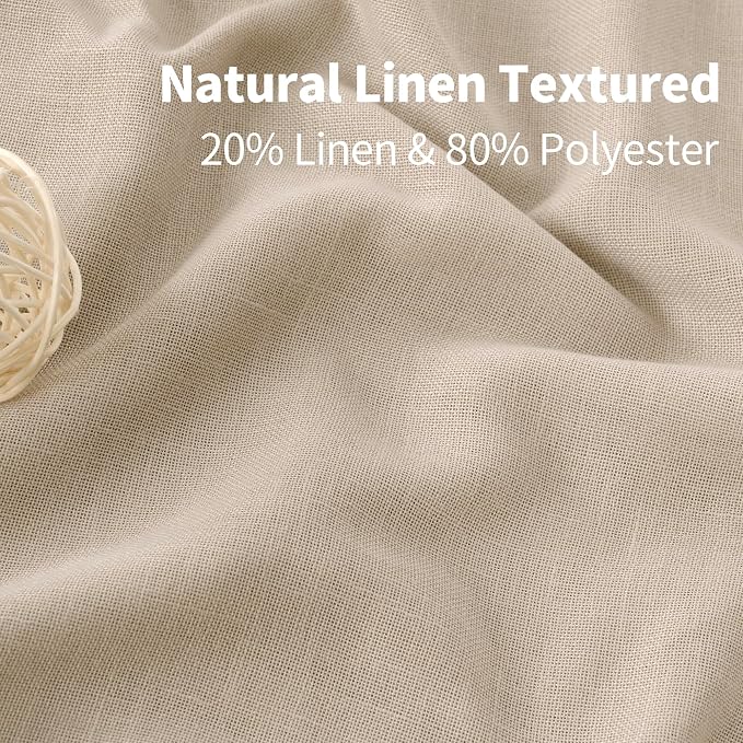 YoungsTex Tan Linen Semi Sheer Curtains 84 Inches Long - Image 3