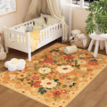 DUKINO 4x6 Area Rug, Floral Washable Rug Non Slip Office Chair Mat, Stain by DUKINO