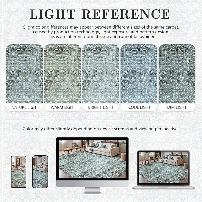 6x9 Area Rugs - Washable Vintage Retro Living Room Rug, Soft Ultra Thin Non - Image 8