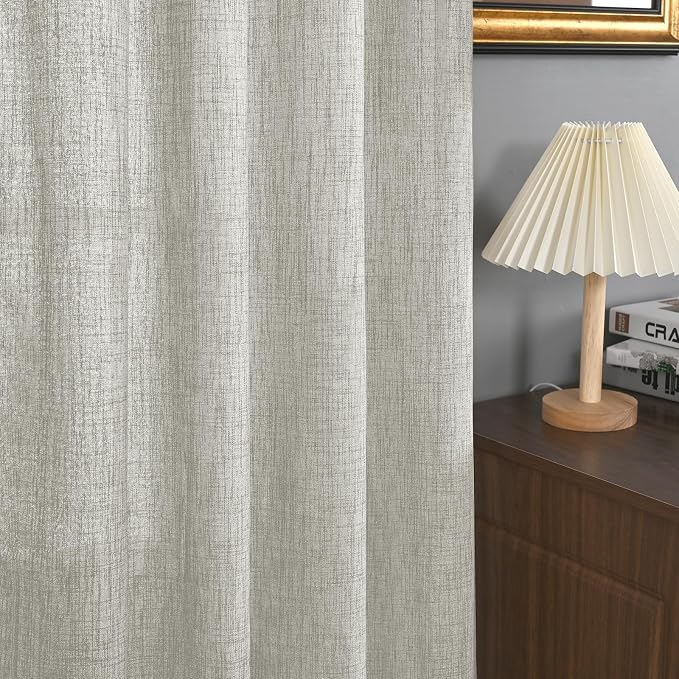 YoungsTex Linen Curtains 54 Inch Length Light Grey Textured Curtains - Image 7
