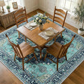 RELEANY Washable Area Rug, Square 7'x7', Teal | Non-Slip, Water Repellent by RELEANY