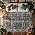 Grey Area Rug 4x6 for Living Room Bedroom | Low Pile; Non Slip;Machine by WelcometoBabovid
