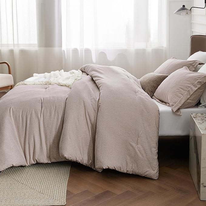 Bedsure King Size Comforter Set - Warm Taupe Soft Bedding for All Seasons, Cationic Dyed Bed Set, 3 Pieces, 1 King Size Comforter (104"x90") and 2 Pillow Shams (20"x36"+2")