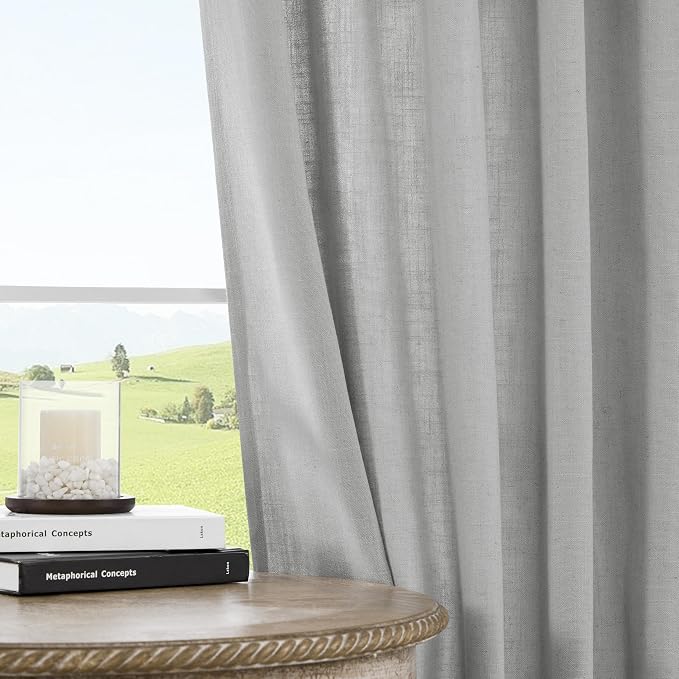 Joydeco Linen Curtains for Living Room, Light Filtering Rod Pocket Back Tab - Image 2
