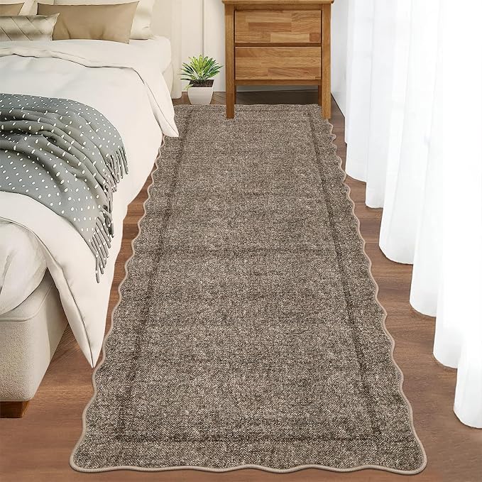 GarveeHome Scalloped Washable Runner Rug 2x8 Modern Non Slip Kitchen Runner | - Image 3