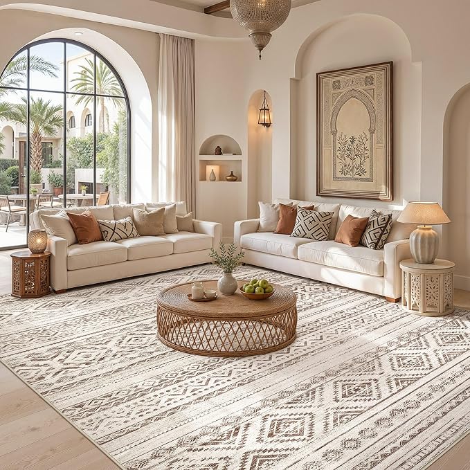 cotiled Boho 5x7 Area Rugs for Living Room: Soft Moroccan Washable Rug | Solve - Image 4