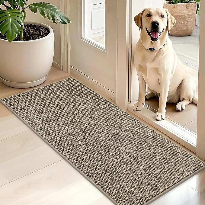 BEQHAUSE Dirt Trapper Door Mat 20" x 48", Non-Slip Washable, Light Beige | by BEQHAUSE