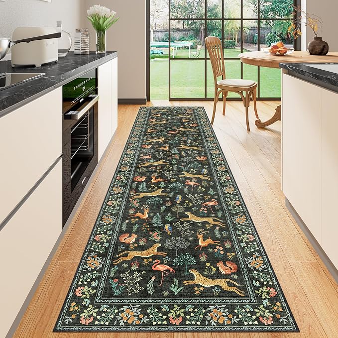 DUKINO 2.6x10 Washable Runner Rug, Non Slip Animal Rug by DUKINO