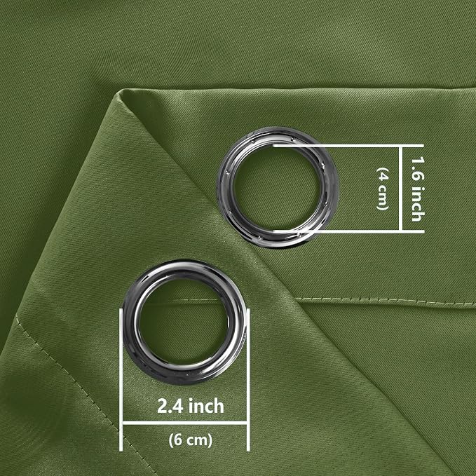 RV Blackout Curtains for Bedroom, Olive Green 52 x 36 Inch 2 Panels | Thermal - Image 8