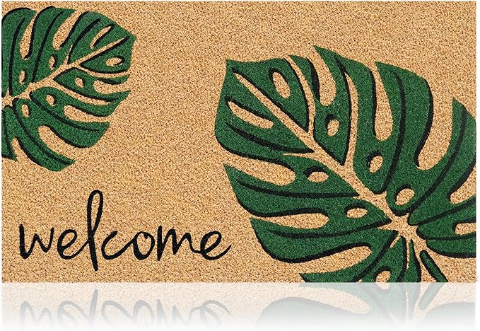 Coir Welcome Mat, 17 x 29 in | 100% Natural Coir, Anti-Shedding, Durable PVC by AmaruDoorMats