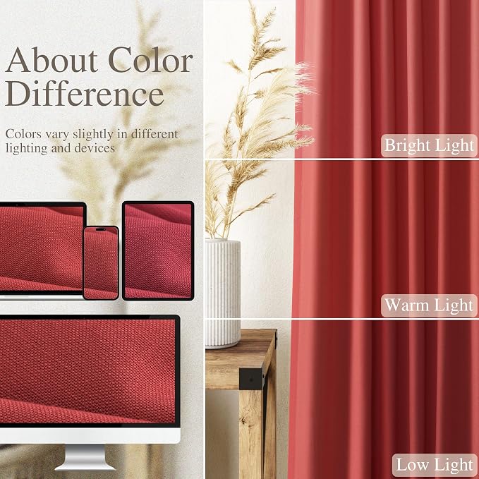 Christmas Red Linen Curtains 96 Inches Long - Image 3