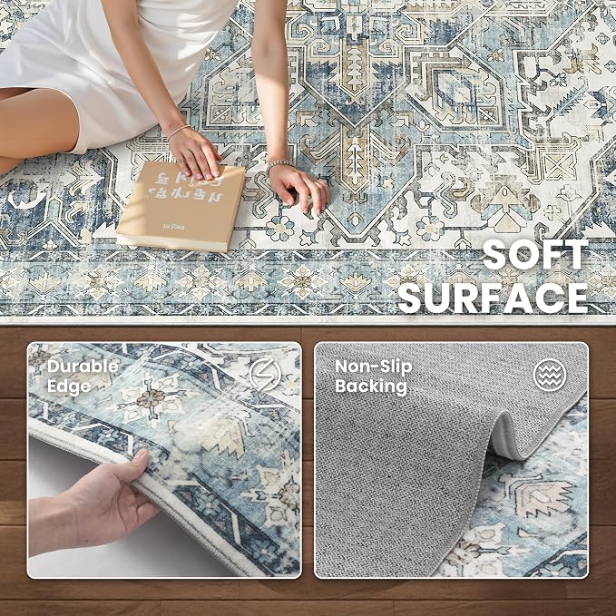 5x7 Area Rugs for Living Room, Large Washable Rug, Dining Room, Low Pile - Image 6