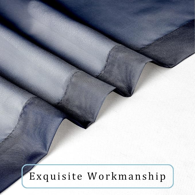 Sheer Curtains - Navy 45" Long, Light Filtering Tiers - Image 4