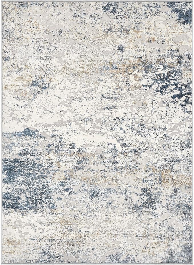 DMOYEST Area Rug Living Room Rugs 4x6 Washable Abstract Beige Blue Carpet | - Image 9