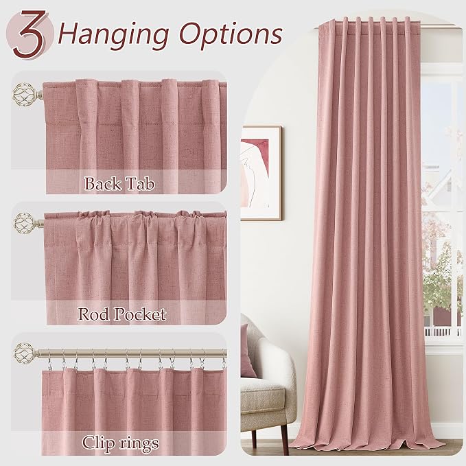 100% Blackout Curtains 90 Inch Length 2 Panels Set - Image 6