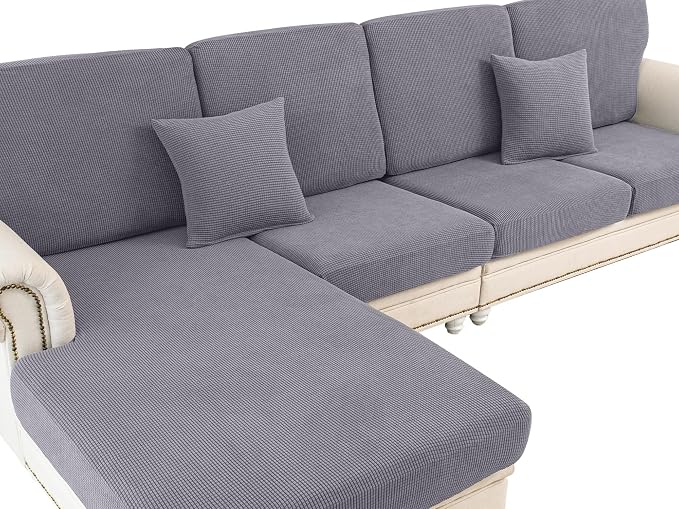 LA MEACK Couch Cushion Covers for Sectional Sofa L Shape Washable Separate Seat by LA+MEACK