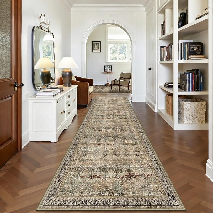 2x8 Hallway Runner Rug, Washable Vintage Retro Long Runner Rugs - Image 5