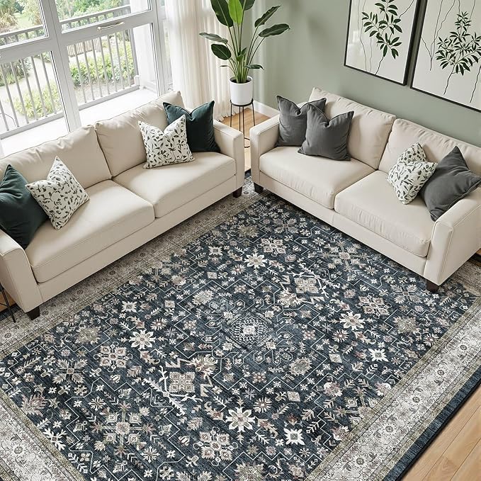Area Rug 6x9 for Living Room Bedroom | Low Pile; Non Slip;Machine Washable; - Image 4