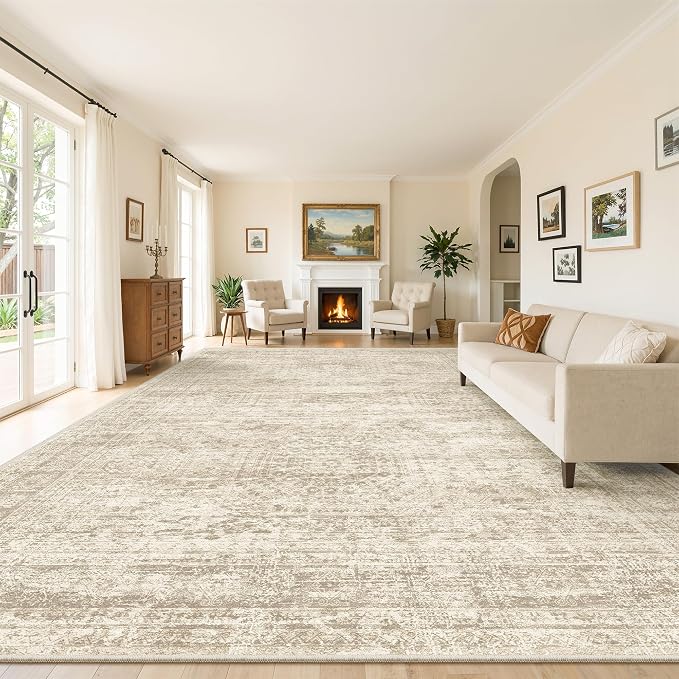 Soalmost 10x14 Area Rugs for Living Room Washable Rug Non-Slip Beige | Large - Image 8