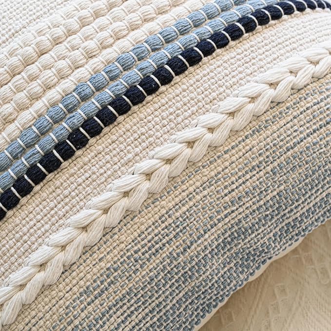 Coastal Blue Boho Decorative Throw Pillow Cover 18x18 Modern Bohemian Accent - Image 8