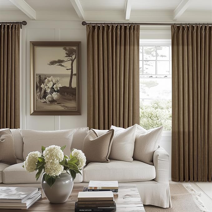 Extra Wide 108 Inch Long Pleat Curtains 70 Inch Wide Dutch Cocoa | Pinch Pleat - Image 7