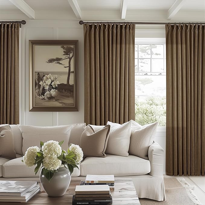 Extra Wide 96 Inch Long Pleated Curtains 70 Inch Wide Dutch Cocoa | Pinch Pleat - Image 7
