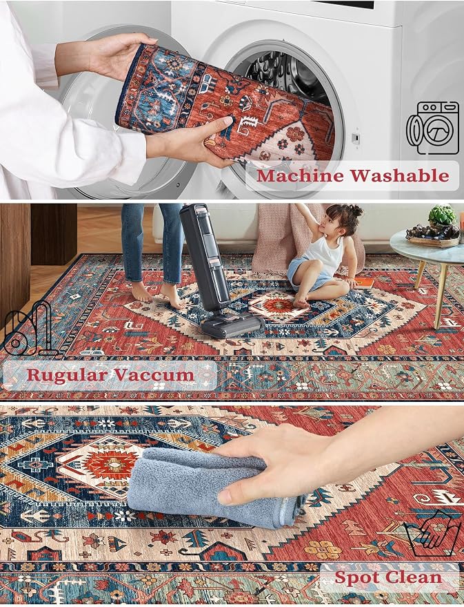 SERISSA 2x5 Washable Non Slip Boho Runner Rug - Image 2
