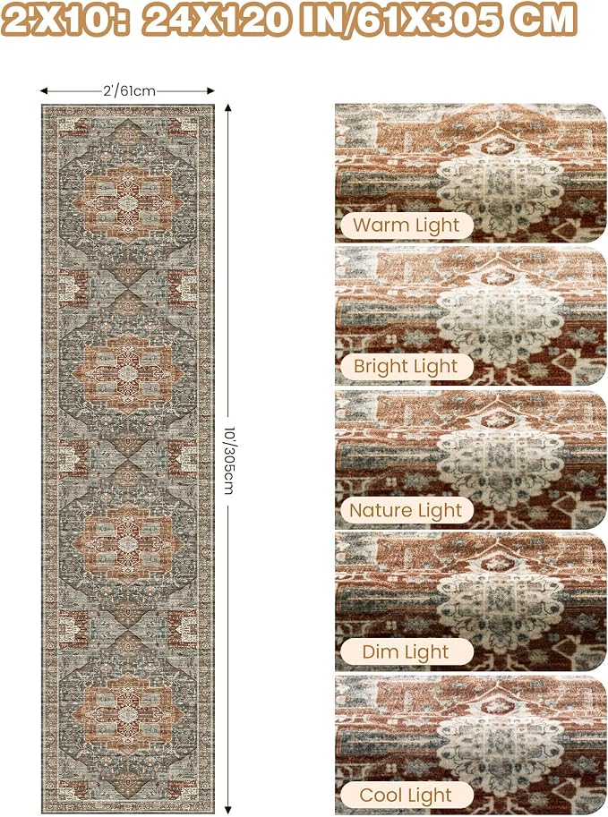 Runner Rug 2x10, Washable Rugs for Entryway Rug, Bathroom Bedroom - Image 9