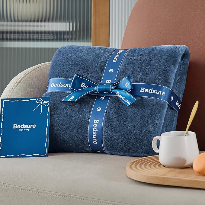 Bedsure GentleSoft Fleece Blankets Queen Size Mineral Blue - Bed Blanket Soft Lightweight Plush Fuzzy Cozy Luxury Microfiber, 90x90 inches