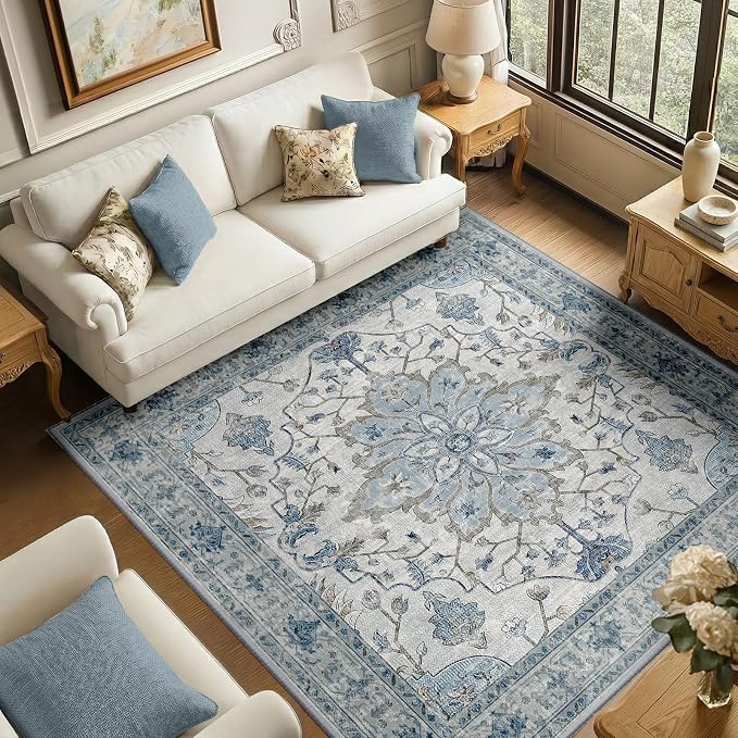RELEANY Washable Area Rug, Square 6'x6', Water Repellent, Pet Friendly by RELEANY