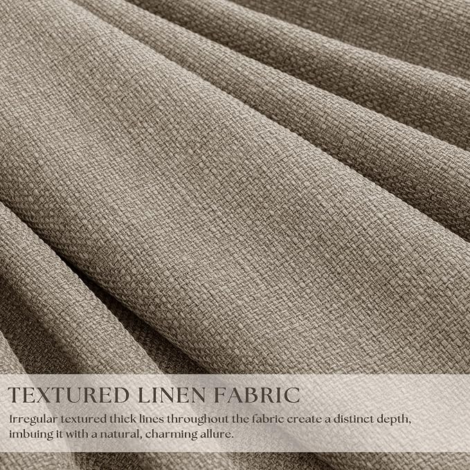 Deep Flax Greige Pinch Pleated 100% Blackout Linen Curtains 90 Inch Length | - Image 2