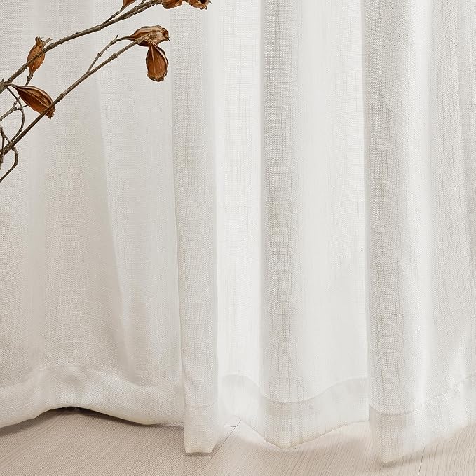 MYSKY HOME Short Curtains for Small Kitchen Windows 45 inches Length, Linen - Image 5