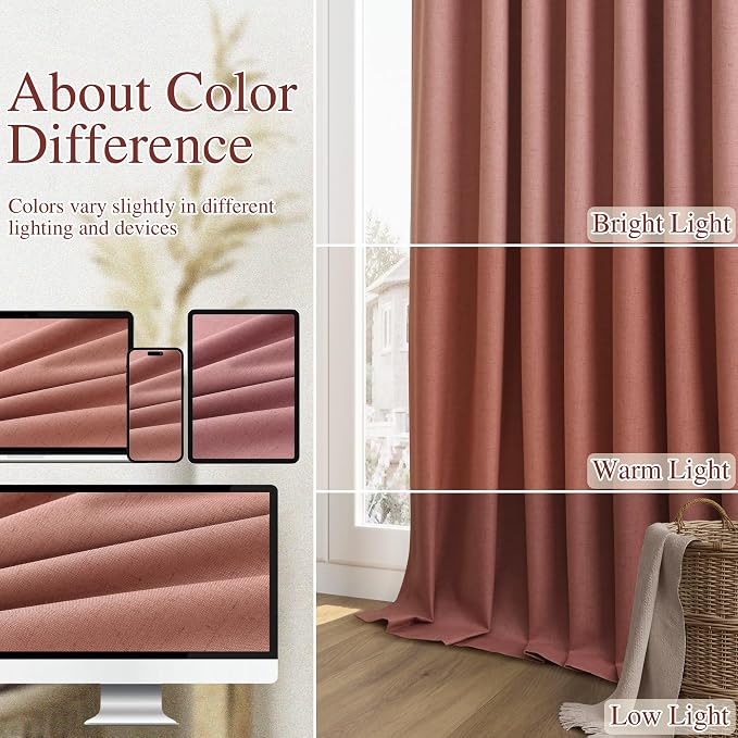 100% Blackout Curtains 96 Inch Length 2 Panels Set - Image 7