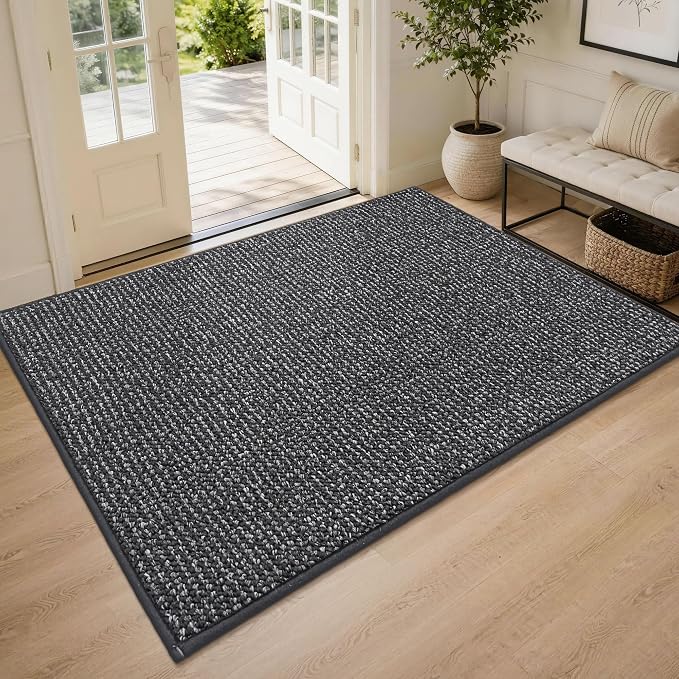BEQHAUSE Dirt Trapper Door Mat 48"x72", Non-Slip Washable Doormat, Charcoal | by BEQHAUSE