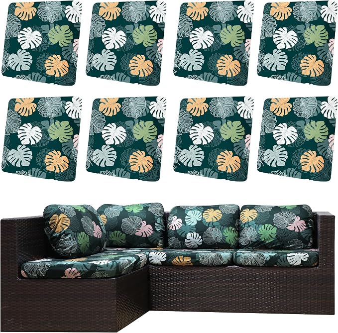 8Pcs Outdoor Cushion Covers, Elastic Patio Cushion Covers | Washable, by dreahoteztil