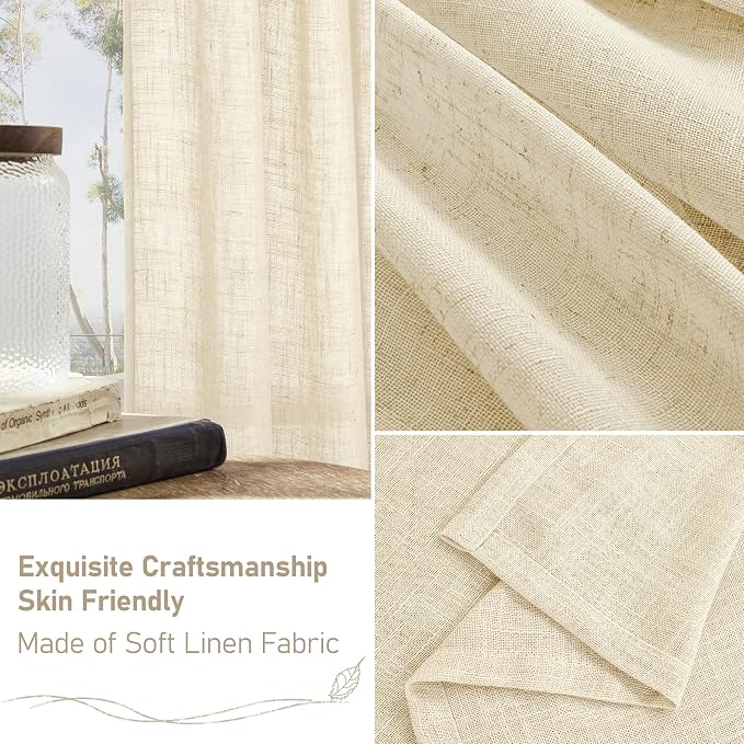 Beige Linen Curtains 45 Inches Long - Image 6