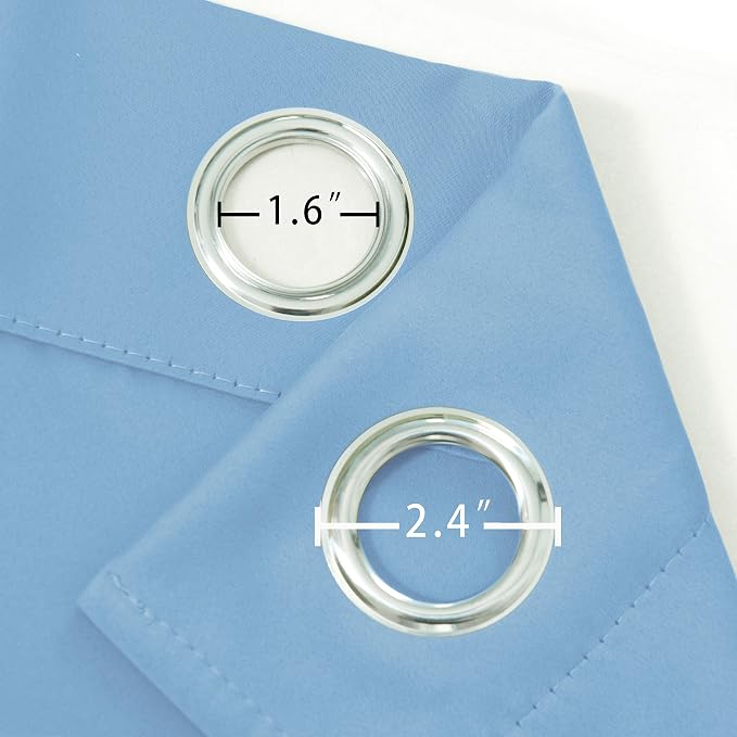 Blackout Curtains 66 x 95 inch/Sky Blue Curtains Set of 2 Panels/Thermal - Image 5