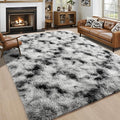 5x7 Black and White Fluffy Soft Area Rug Non-Slip by ModernHomeDecor